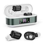 Invisible In-Ear Hearing Aids with Charging Case & Digital Display Noise Cancelling Feedback-Free Sound Amplifier(Black)