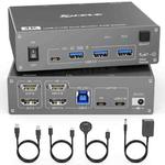 KVEVE KC-KVM202CH USB 3.0 Dual Monitor 4K 60Hz KVM Switch US Plug