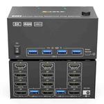 KCEVE KC-KVM204D3 HDMI+3 DP Ports KVM Switch Supports 4 Displays 2 Computers 4K 144Hz / 8K 60Hz US Plug(Black)
