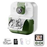 P02 Kids Instant Print Camera with 180-degree Flip Lens & 32GB Memory Card Selfie Photo Printing Toy(Green)