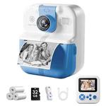 P02 Kids Instant Print Camera with 180-degree Flip Lens & 32GB Memory Card Selfie Photo Printing Toy(Blue)