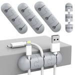 AhaStyle PT-WE19 3pcs Desktop Data Cable Silicone Storage Stand Cable Organizer Clip(Gray)