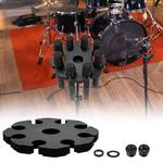 Universal Microphone Stand Holder with 8 Mic Storage Compatible with Most Tripods(Black)