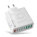 150W 4USB+4Type-C 8 Interface QC3.0 Fast Charging Cell Phone Charger EU Plug (White)