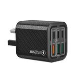 50W 3USB+3Type-C 6 Ports Fast Charging Cell Phone Charger UK Plug (Black)