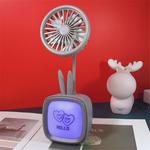 USB Rechargeable Atmosphere Light Electric Fan Mini Portable Desktop Office Desk Fan, Style:Rabbit(Random Color)