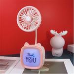 USB Rechargeable Atmosphere Light Electric Fan Mini Portable Desktop Office Desk Fan, Style:Bear(Random Color)