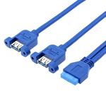 50CM USB3.0 Data Cable Motherboard 20p To Dual Usb3.0 Baffle Line With Ear