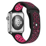 For Apple Watch Series 7 41mm / 6 & SE & 5 & 4 40mm / 3 & 2 & 1 38mm Fashionable Classical Silicone Sport Watch Band (Black Rose Red)