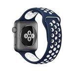 For Apple Watch Series 9&8&7 41mm / SE 3&SE 2&6&SE&5&4 40mm / 3&2&1 38mm Fashionable Classical Silicone Sport Watch Band(Dark Blue White)