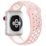 For Apple Watch Series 7 41mm / 6 & SE & 5 & 4 40mm / 3 & 2 & 1 38mm Fashionable Classical Silicone Sport Watch Band (Pink White)