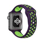 For Apple Watch Series 7 41mm / 6 & SE & 5 & 4 40mm / 3 & 2 & 1 38mm Fashionable Classical Silicone Sport Watch Band(Purple Green)