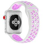For Apple Watch Ultra 49mm / Series 8&7 45mm / SE 2&6&SE&5&4 44mm / 3&2&1 42mm Fashionable Classical Silicone Sport Watch Band(White Purple)