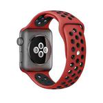 For Apple Watch Ultra 49mm&Watch Ultra 2 49mm / Series 9&8&7 45mm / SE 3&SE 2&6&SE&5&4 44mm / 3&2&1 42mm Fashionable Classical Silicone Sport Watch Band(Red Black)