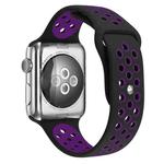 For Apple Watch Ultra 49mm&Watch Ultra 2 49mm / Series 10 46mm / 9&8&7 45mm / SE 3&SE 2&6&SE&5&4 44mm / 3&2&1 42mm Fashionable Classical Silicone Sport Watch Band (Black Purple)