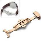 Watch Leather Watch Band Butterfly Buckle 316 Stainless Steel Double Snap, Size: 16mm (Rose Gold)