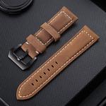 Crazy Horse Layer Frosted Black Buckle Watch Leather Watch Band, Size: 22mm (Light Brown)