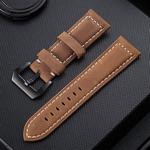 Crazy Horse Layer Frosted Black Buckle Watch Leather Watch Band, Size: 24mm (Light Brown)