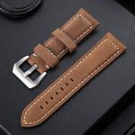 Crazy Horse Layer Frosted Silver Buckle Watch Leather Watch Band, Size: 24mm (Light Brown)