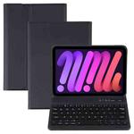 A06 Detachable Lambskin Texture Ultra-thin TPU Bluetooth Keyboard Leather Tablet Case with Stand For iPad mini 6 (Black)