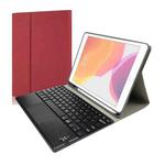RK109C Detachable Magnetic Plastic Bluetooth Keyboard with Touchpad + Silk Pattern TPU Tablet Case for iPad Air 2020, with Pen Slot & Bracket(Red)