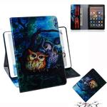 Oil Owl Pattern Horizontal Flip Leather Case for Amazon Kindle Fire HD 10 2015/2017, with Holder & Card Slot & Wallet