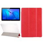 For Huawei  MediaPad T3 10 9.6 inch Silk Texture Horizontal Flip Leather Case with 3-folding Holder(Red)