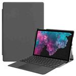 Custer Texture Horizontal Flip PU Leather Case for Microsoft Surface Pro 4 / 5 / 6 / 7 12.3 inch, with Holder & Pen Slot(Grey)