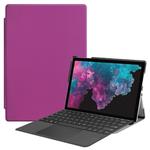 Custer Texture Horizontal Flip PU Leather Case for Microsoft Surface Pro 4 / 5 / 6 / 7 12.3 inch, with Holder & Pen Slot(Purple)