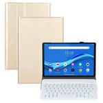 AM10S Detachable Bluetooth Backlight Keyboard Ultrathin Horizontal Flip Leather Tablet Case with Holder for Lenovo M10 Plus 10.3 inch X606F(Gold)