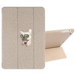 Embroidered cartoon Pattern Left and Right Flip Leather Case for iPad Mini 5 / 4 , with Three-folding Holder & Sleep / Wake-up Function & Pen Slot (Gold)