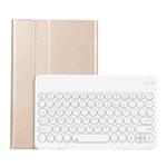 YAK10 2 in 1 Detachable Round Keycap Bluetooth Keyboard + Lambskin Texture TPU Protective Leather Tablet Case with Holder for Lenovo Qitian K10 TB-X6C6X(Gold)