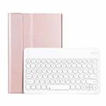 YAK10 2 in 1 Detachable Round Keycap Bluetooth Keyboard + Lambskin Texture TPU Protective Leather Tablet Case with Holder for Lenovo Qitian K10 TB-X6C6X(Rose Gold)