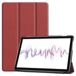 Custer Texture Horizontal Deformation Flip Leather Case for Huawei MediaPad M6 10.8 / Matepad 10.8 (2020), with Three-folding Holder & Sleep / Wake-up Function(Wine Red)