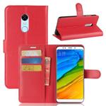 For Xiaomi  Redmi 5 Plus Litchi Texture Horizontal Flip Leather Case with Holder & Card Slots & Wallet (Red)