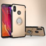Magnetic 360 Degree Rotation Ring Armor Protective Case for Xiaomi Mi 8(Gold)