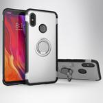Magnetic 360 Degree Rotation Ring Armor Protective Case for Xiaomi Mi 8(Silver)