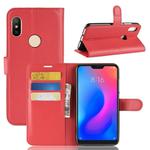 Litchi Texture Horizontal Flip PU Leather Case for Xiaomi Redmi Note 6, with Holder & Card Slots & Wallet(Red)