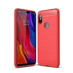 Brushed Texture Carbon Fiber Shockproof TPU Case for for Xiaomi Redmi Note 6 (Red)
