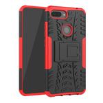 Shockproof  PC + TPU Tire Pattern Case for Xiaomi Mi 8 Lite, with Holder(Red)