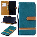 Color Matching Denim Texture Leather Case for Xiaomi Redmi Note 7, with Holder & Card Slots & Wallet & Lanyard (Green)