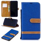 Color Matching Denim Texture Leather Case for Xiaomi Redmi Note 7, with Holder & Card Slots & Wallet & Lanyard (Blue)