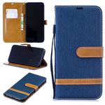 Color Matching Denim Texture Leather Case for Xiaomi Redmi Note 7, with Holder & Card Slots & Wallet & Lanyard (Navy Blue)