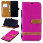 Color Matching Denim Texture Leather Case for Xiaomi Redmi Note 7, with Holder & Card Slots & Wallet & Lanyard (Rose Red)