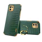 For Xiaomi Mi 11 6D Electroplated TPU Crocodile Pattern Magnetic Leather Case with Ring Holder (Green)