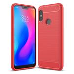 Brushed Texture Carbon Fiber Shockproof TPU Case for Xiaomi Redmi 6 Pro / Mi A2 Lite(Red)