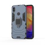 PC + TPU Shockproof Protective Case for Xiaomi Redmi Note 7, with Magnetic Ring Holder (Navy Blue)
