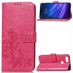 Lucky Clover Pressed Flowers Pattern Leather Case for Xiaomi Mi 8 Lite, with Holder & Card Slots & Wallet & Hand Strap (Magenta)