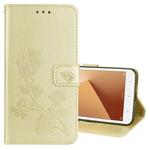 For Xiaomi Redmi Note 5A Low allocation (no fingerprint holes) Rose Embossed Horizontal Flip Environmental PU Leather Case with Holder & Card Slots & Wallet(Gold)