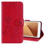 For Xiaomi Redmi Note 5A Low allocation (no fingerprint holes) Rose Embossed Horizontal Flip Environmental PU Leather Case with Holder & Card Slots & Wallet(Red)